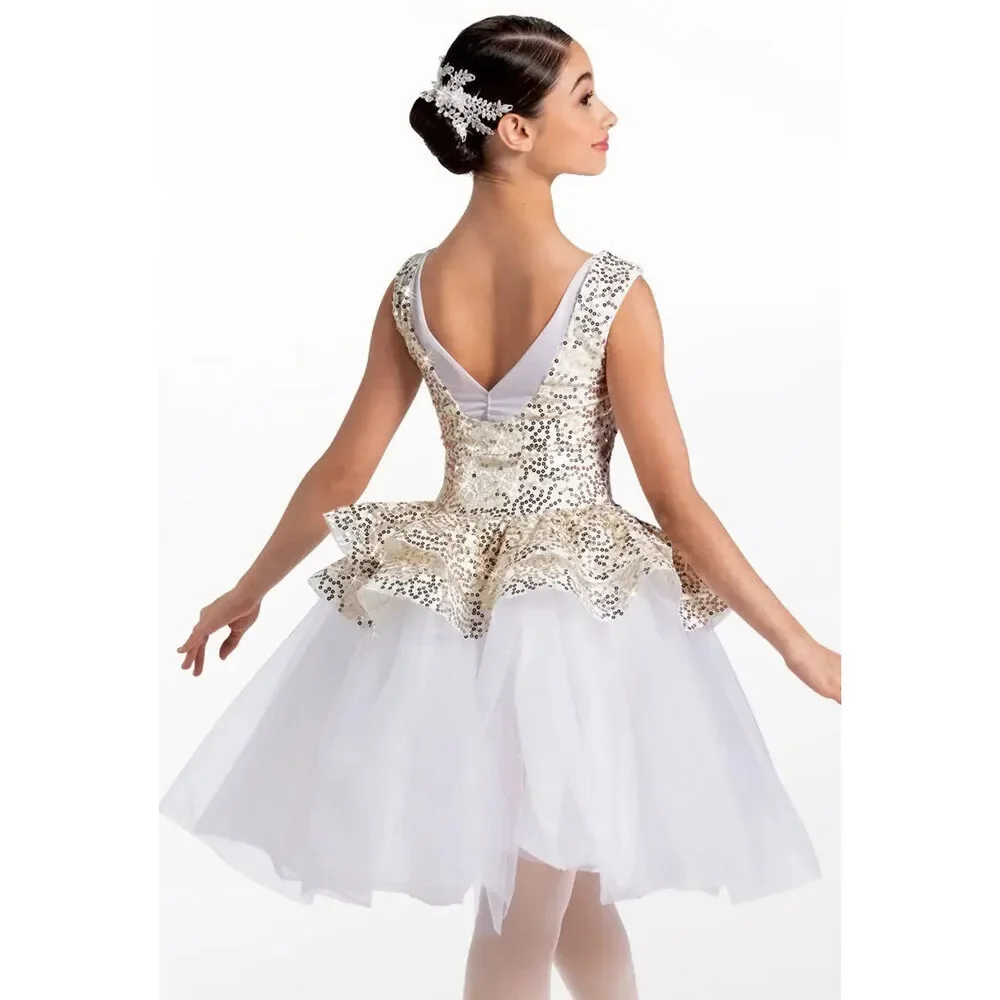 Pre-Owned Dance Costume Large Child White Weissman 14661 Ballet Pointe YAGP Tut